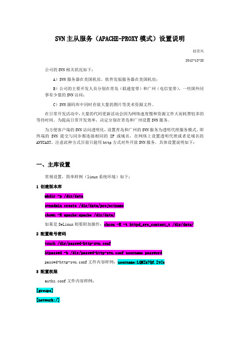 SVN主从服务(APACHE-PROXY模式)设置说明