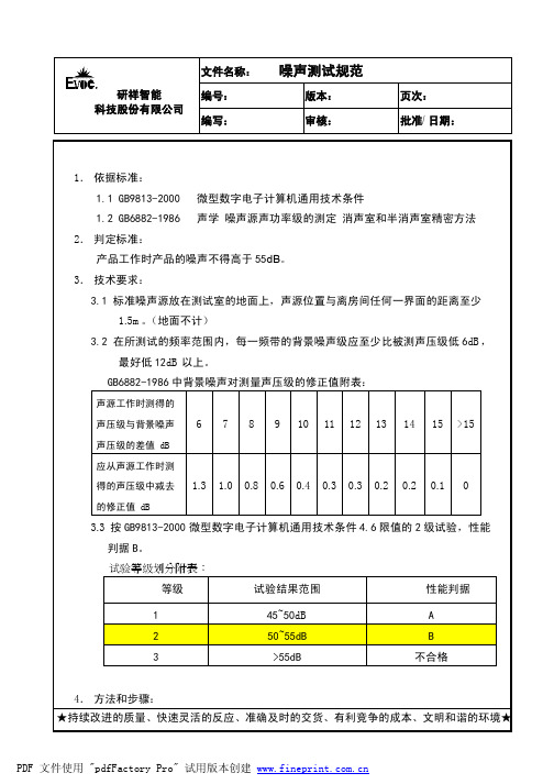 噪声测试规范