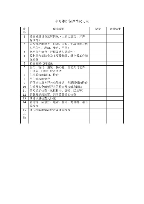 电梯半月维护记录