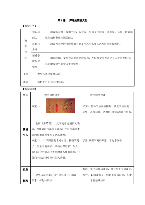 人教版历史七年级下册第8课《辉煌的隋唐文化》(二)教案