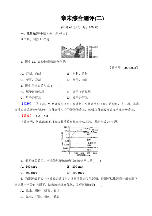 高中地理湘教版高一必修1章末综合测评2_word版有答案