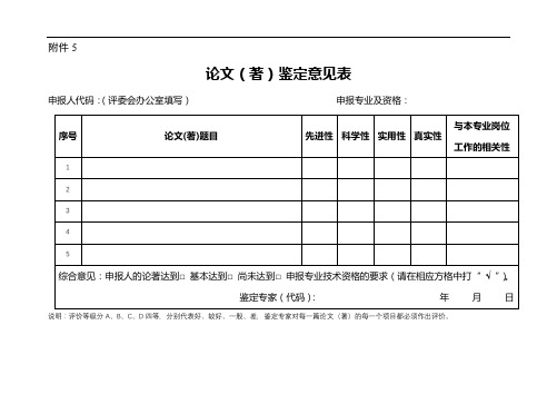 论文(著)鉴定意见表【模板】