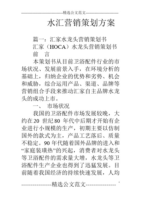 水汇营销策划方案