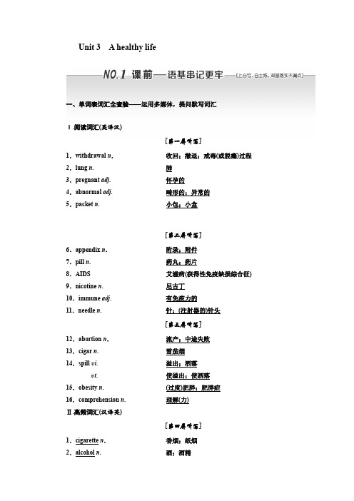 高考英语一轮复习人教全国通用版讲义：选修六+Unit+3A+healthy+life.docx