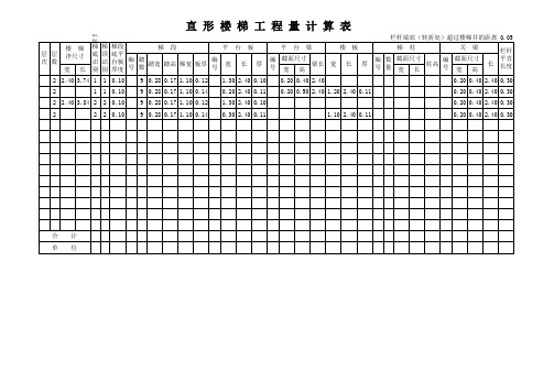 直形楼梯工程量计算表