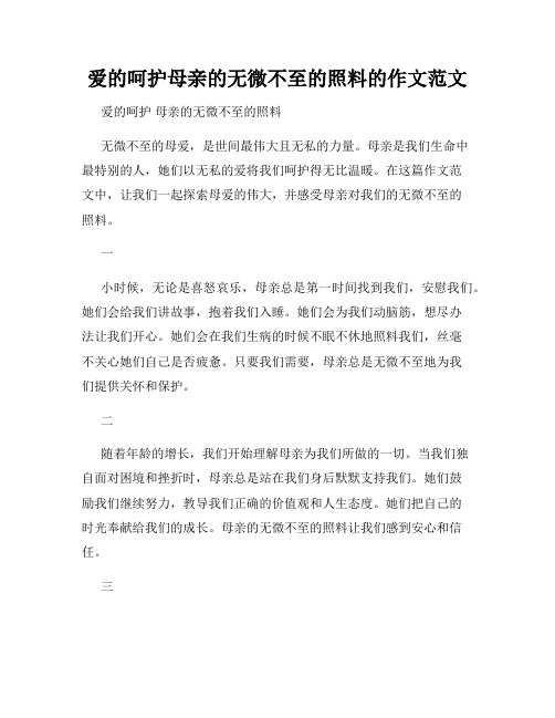 爱的呵护母亲的无微不至的照料的作文范文