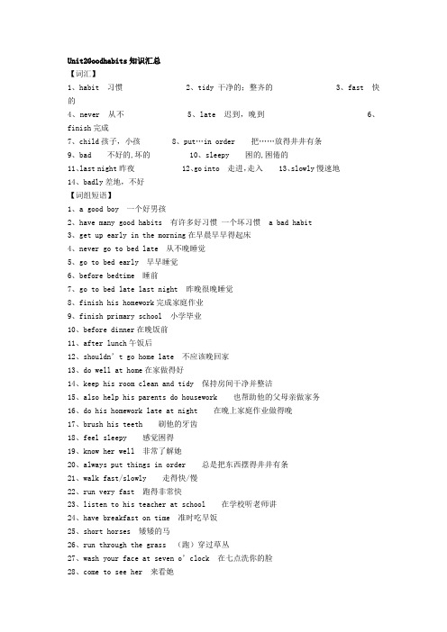 小学六年级英语Unit2Goodhabits知识汇总