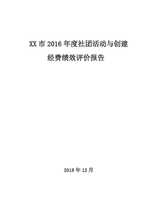 XX市2016年度社团活动与创建经费绩效评价报告