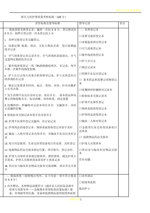 新生儿科护理质量三级督导单