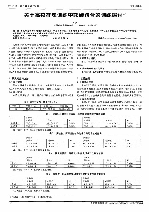 关于高校排球训练中软硬结合的训练探讨