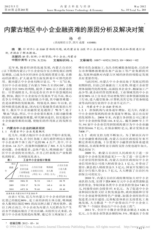 内蒙古地区中小企业融资难的原因分析及解决对策