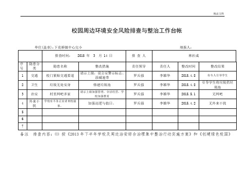 校园周边环境安全隐患排查与整治工作台帐