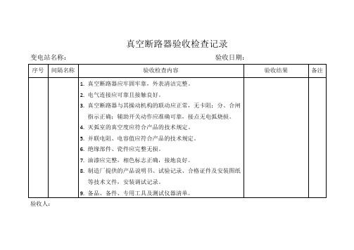 电气设备验收检查记录