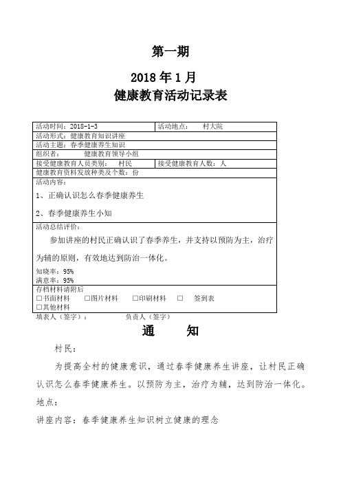 健康教育知识讲座月宣传内容齐全