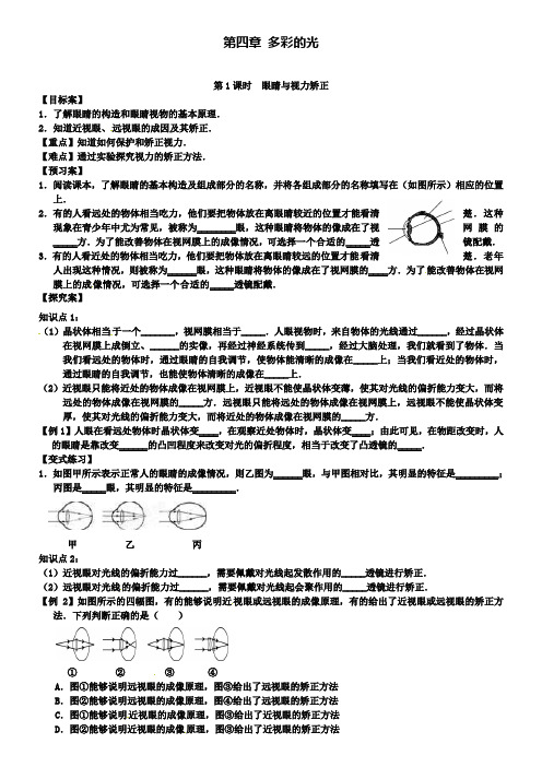 八年级物理导学案第四章第六节神奇的眼睛第1课时导学案沪科版