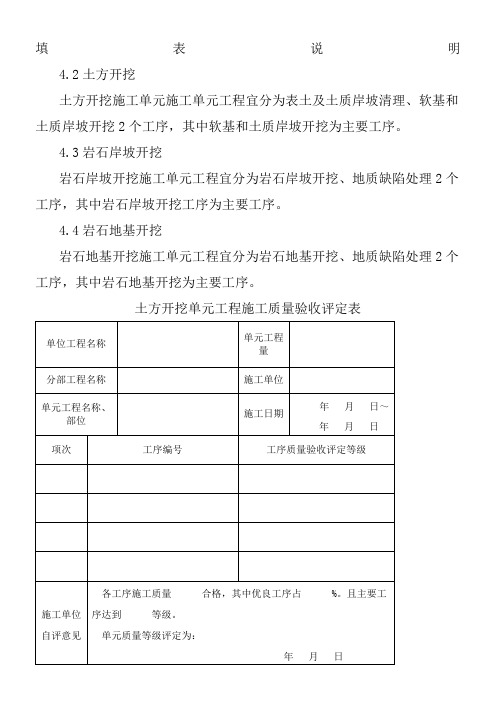 土石方开挖质量评定表[2012年标准]