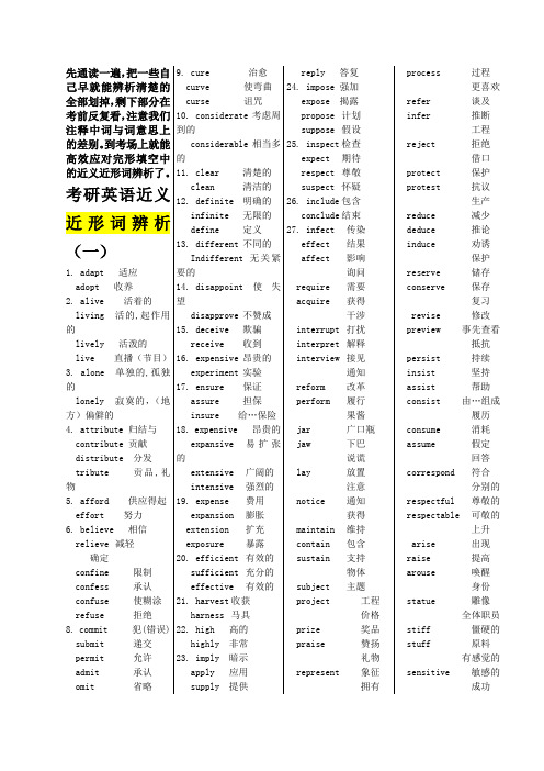 考研英语近义近形词辨析