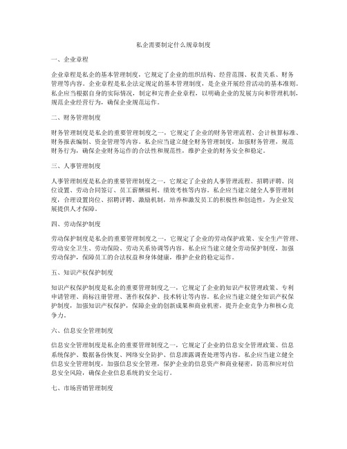 私企需要制定什么规章制度