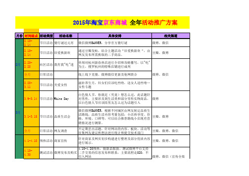 2015年淘宝京东商城全年活动方案 天猫旗舰店电子商务企业年度线上店铺推广计划