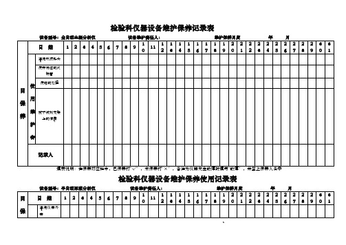 检验科仪器设备维护保养记录表