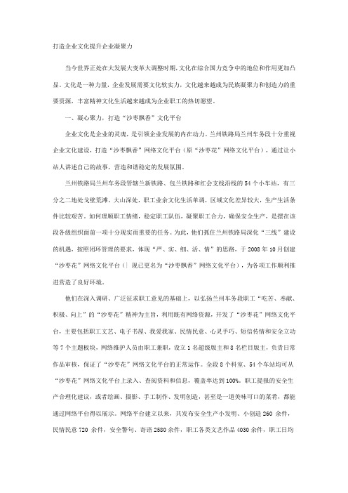 打造企业文化提升企业凝聚力