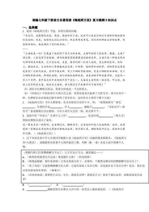 部编七年级下册语文名著阅读《海底两万里》复习提纲3知识点