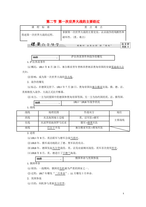 高中历史 第1章 第一次世界大战 第2节 第一次世界大战的主要经过教师用书 北师大版选修3