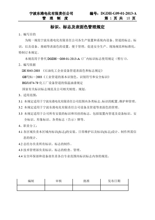 标识、标志及表面色管理规定