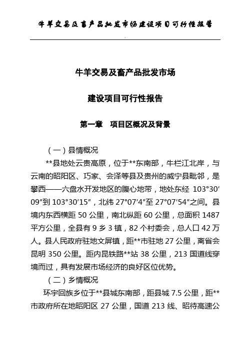 牛羊交易及畜产品批发市场建设项目可行性报告