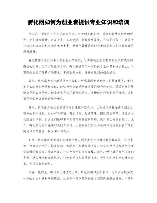 孵化器如何为创业者提供专业知识和培训