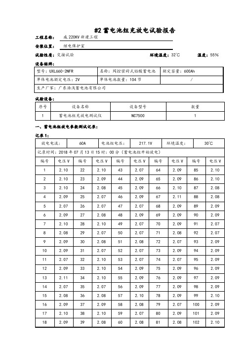 #2蓄电池组充放电试验报告