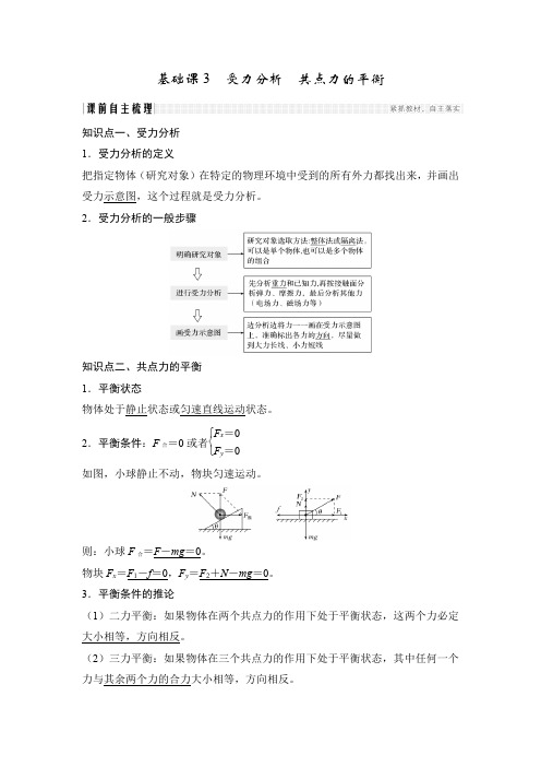 【物理】2019届一轮复习鲁科版第二章受力分析　共点力的平衡学案