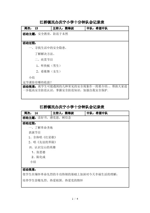 十分钟队会表格