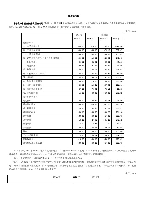 CPA财务管理主观题容易考核的大题