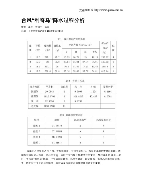 台风“利奇马”降水过程分析