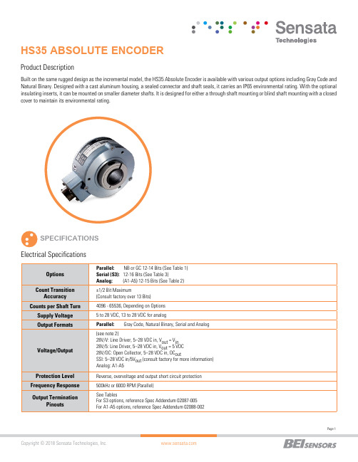 HS35绝对编码器产品介绍说明书