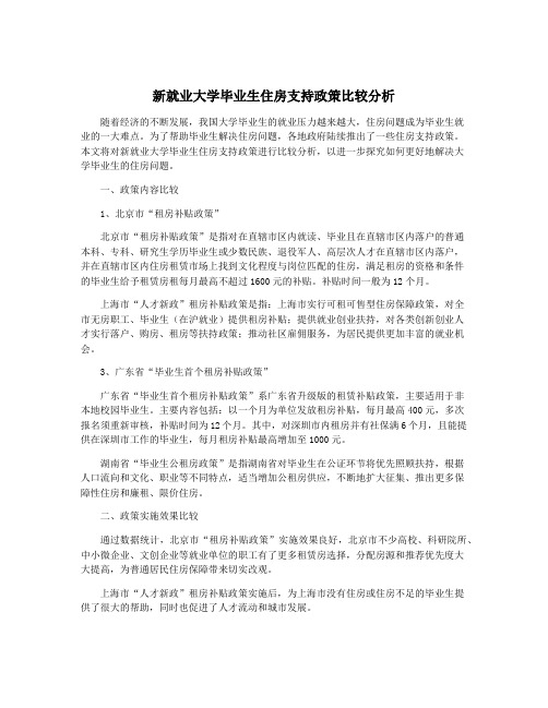 新就业大学毕业生住房支持政策比较分析