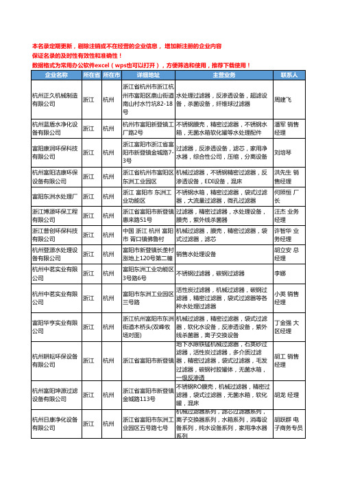 2020新版浙江省杭州水处理设施工商企业公司名录名单黄页联系方式大全88家