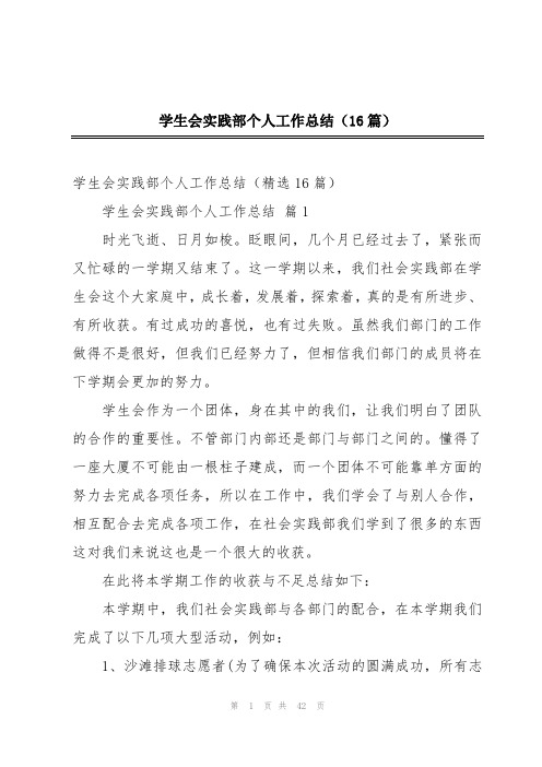 学生会实践部个人工作总结(16篇)