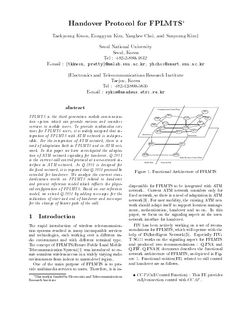 Handover Protocol for FPLMTS