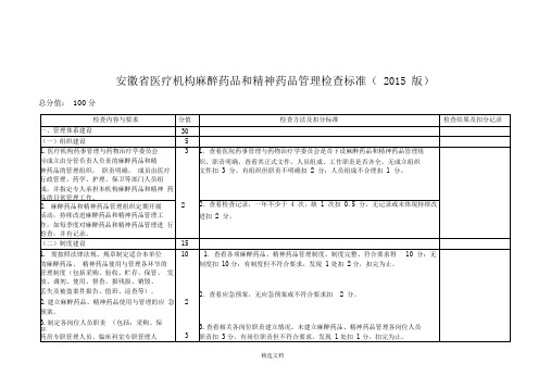 麻醉药品和精神药品管理检查标准