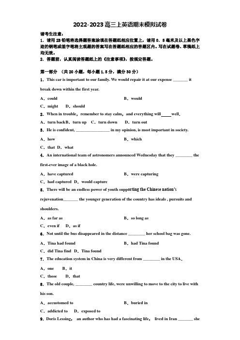 湖北省黄石市大冶一中2022-2023学年高三英语第一学期期末学业质量监测试题含解析