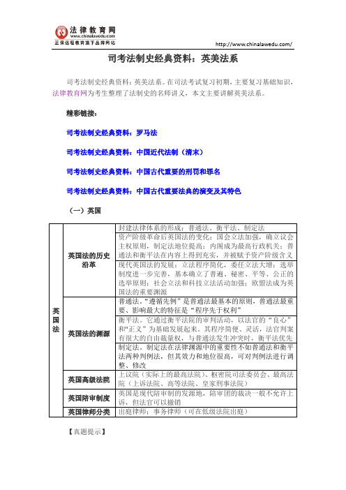 司考法制史经典资料：英美法系