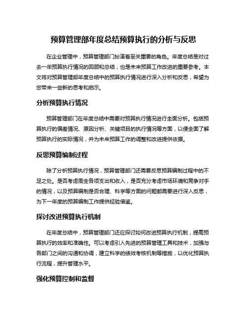 预算管理部年度总结预算执行的分析与反思