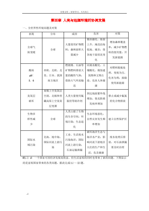 高中地理第四章人类与地理环境的协调发展检测中图版必修2_doc