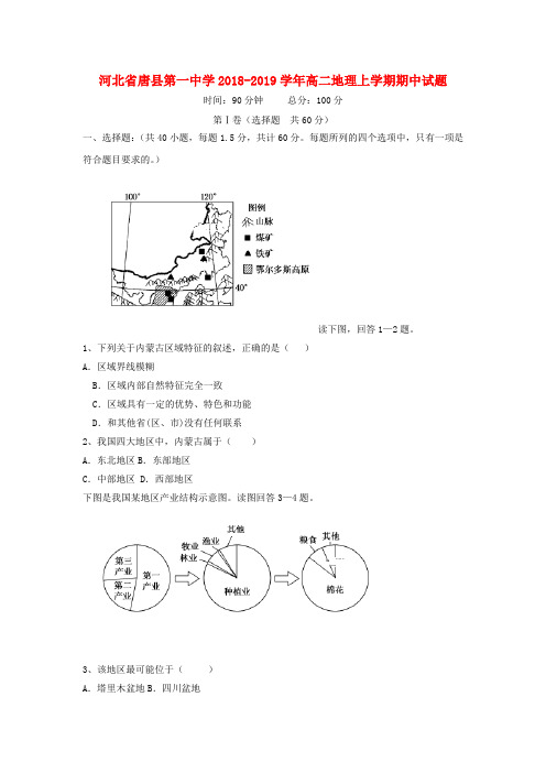 2018_2019学年高二地理上学期期中试题(5)