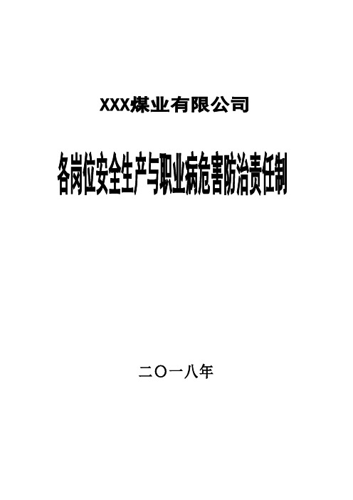 XXX煤业公司各岗位安全生产与职业病危害防治责任制(DOC188页)