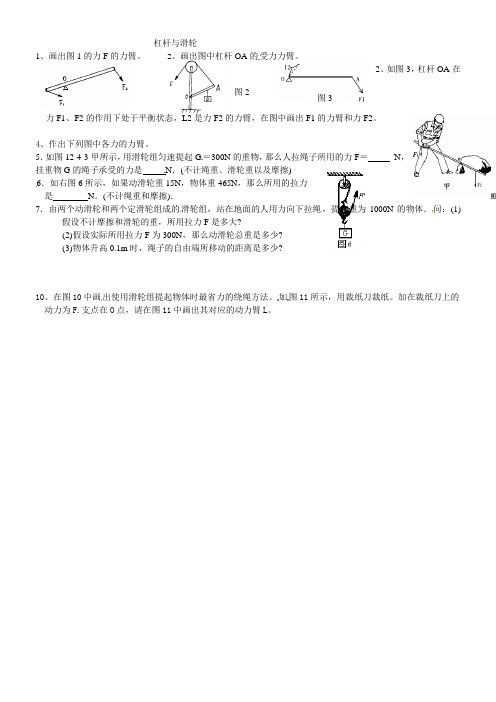 中考试题汇编——杠杆与滑轮