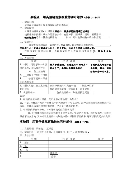 【课外阅读】用高倍镜观察线粒体和叶绿体1