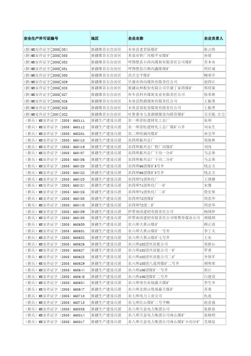 新疆煤矿企业名单